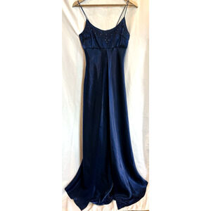 NIGHT WAY Dress Small 5/6 Formal Maxi Satin‎ Sash Draped Shimmer Prom Holiday